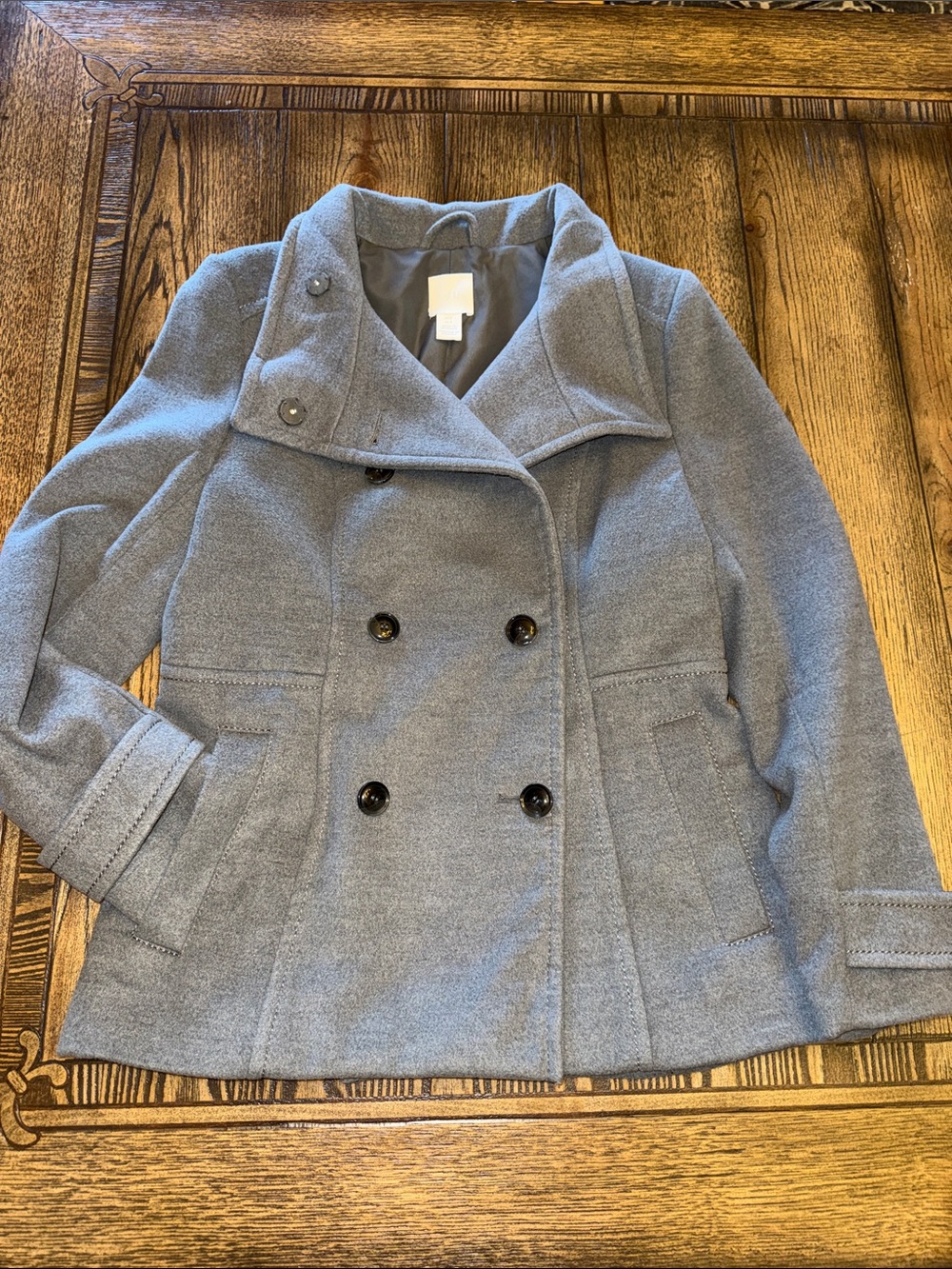 H&M Double-Breasted Pea Coat in Light Gray